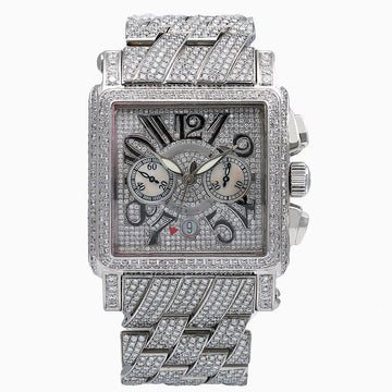 Moissanite Matrix Watch 45MM White Diamond Dial With White Gold Bracelet