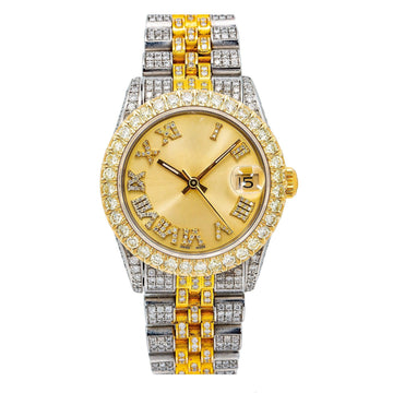 Royal Moissanite Diamond Watch 31MM Champagne Diamond Dial With 8.75 CT Diamonds