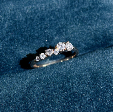 Solid Gold Round Cut Moissanite Stackable Wedding Band