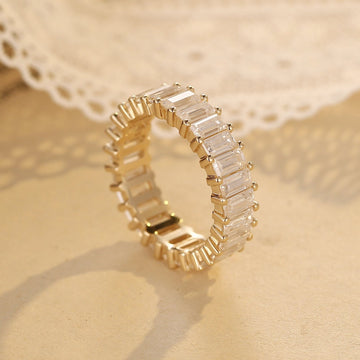 Solid Gold Baguette Moissanite Full Eternity Wedding Ring