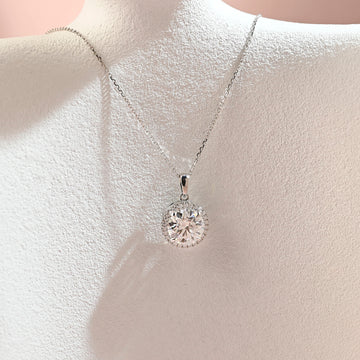 Round Cut Moissanite Pendant Neckace,9K 14K 18K Solid Gold Necklace Single Clasp,Moissanite Pendant Necklace,Anniversary Gift for Women