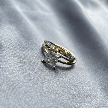 14K Gold Baguette Cut Moissanite Vintage Style Wedding Ring