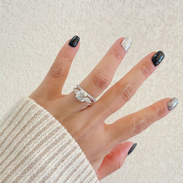 2ct Cushion Cut Moissanite Engagement Ring Set/Classic Three Stones Ring Set/14K Gold Ring/Vintage Bridal Set/Unique Wedding Set for Women
