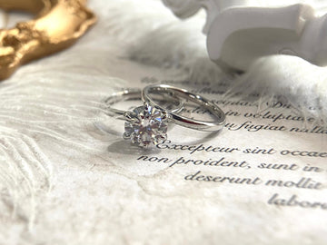 Round Cut Moissanite Solitaire Engagement Ring Set, 9K/14K/18K Solid Gold Wedding Bridal Set, Anniversary Gift for Woman/Girl, Promise Ring
