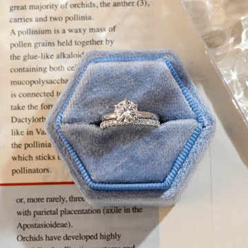 Round Cut Moissanite Classic 6 Prongs Ring/Half-Eternity Band