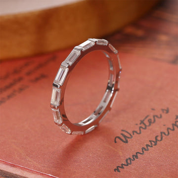 Baguette Cut Moissanite Solid Gold Full Eternity Wedding Ring