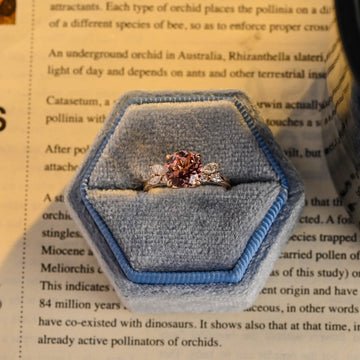 Unique Round Cut Pink Moissanite Vintage Promise Ring