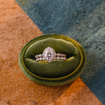 Solid Gold Oval Cut Moissanite Engagement Ring and Wedding Band Set, Vintage Bridal Ring Set, Art Deco Ring, Anniversary Gift for Woman,Wife