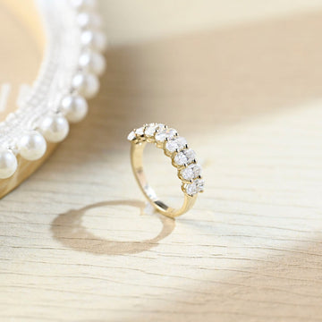 Solid Gold Oval Cut Moissanite Art Deco Ring