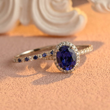 Oval Cut Half Eternity Sapphire Wedding Band