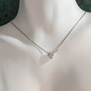 Solid Gold Trillion Cut Moissanite Necklace, Minimalist Moissanite Pendant, Dainty Valentine's Day / Anniversary Gift for Women, Wife