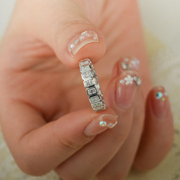 5mm Radiant Cut Crushed Ice Moissanite Cluster Matching Band