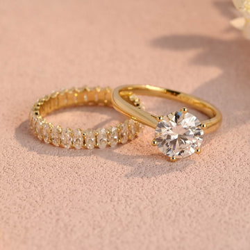 Round Full Eternity Oval Matching Band Personalized Gift