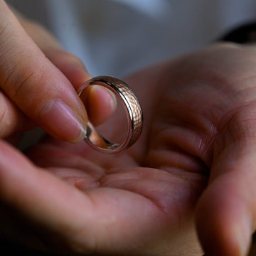 6mm Solid Gold Hammered Finish Wedding Ring for Man