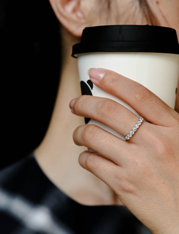 Solid Gold Round Cut Moissanite Classic Wedding Ring