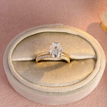 Oval Moissanite Half Eternity Matching Band
