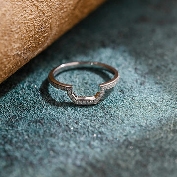 Solid Gold Round Cut Moissanite Curved Classice Wedding Band
