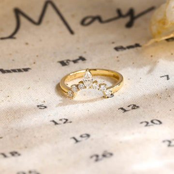2mm Curved Marquise and Round Cut Moissanite Engagement Crown