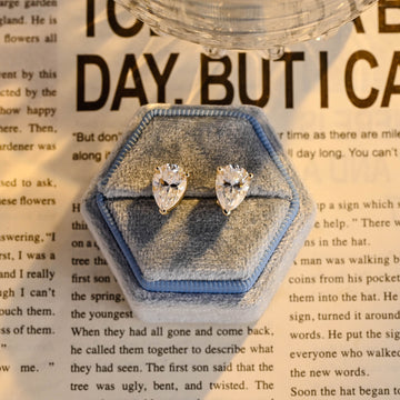 Pear Cut Moissanite Engagement Earrings Studs, Tear Drop Solitaire Solid Gold Anniversary/Birthday/Christmas Gift for Woman/Girlfriend/Wife