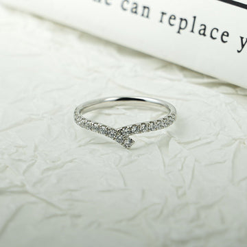 2mm Paved Round Cut Moissanite Engagement Ring