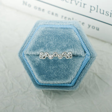 Bezel Round Cut Moissanite Solid Gold Personalized Matching Band