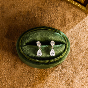 Solid Gold Pear Cut Moissanite Earrings Studs, Minimalist Tear Drop Dainty Earrings, Art Deco Bridal Earrings, Anniversary Gift for Woman