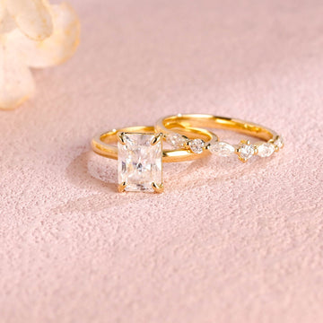 2ct Radiant Cut Moissanite Half Eternity Marquise Round Wedding Band Gift for Women