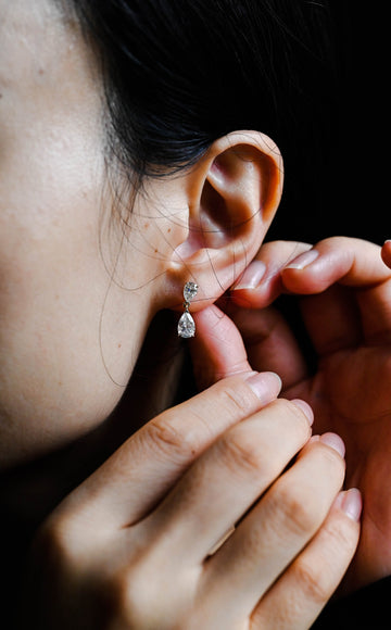 Tear Drop Pear Moissanite Dangle & Drop Earring Studs