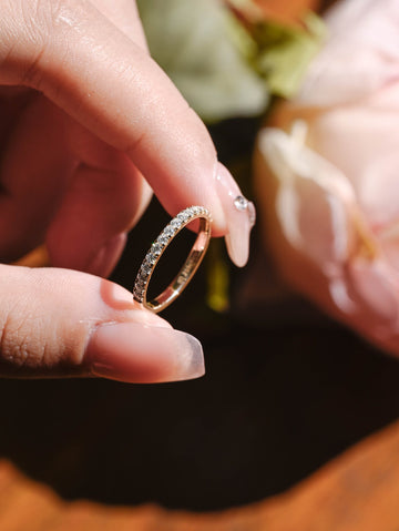 Solid Gold Round Moissanite Minimalist Dainty Ring