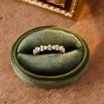 Solid Gold Round Cut Moissanite Classic Wedding Band