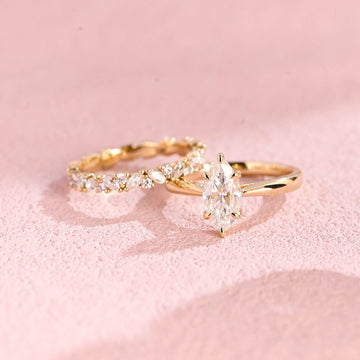 Marquise Moissanite Full Eternity Marquise Round Wedding Band
