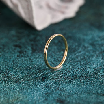 Solid Gold 1.6mm Width Art Deco Ring for Matching Engagement Ring