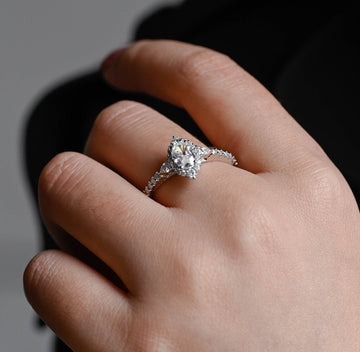5mm Crushed Ice Oval Cut Three Stone Diamond Engagement Ring