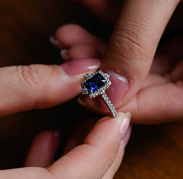 5mm Vintage Emerald Cut Sapphire Engagement Ring