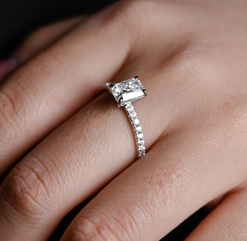 1ct Radiant Cut Pave Diamond Engagement Ring