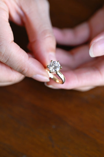 3.5mm Round Cut Diamond Solitaire Engagement Ring 6 Prong