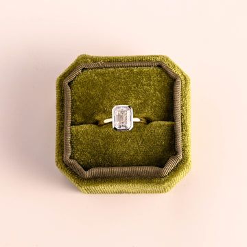 2.00ct Two Tone Bezel Set Emerald Cut Diamond Engagement Ring