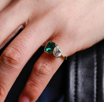 1.25ct Pear & 1.50ct Emerald Toi Et Moi Engagement Ring