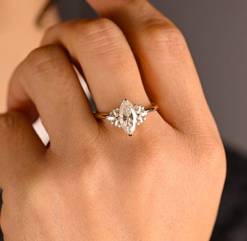 2.00ct Bezel Prong Marquise Cluster Engagement Ring