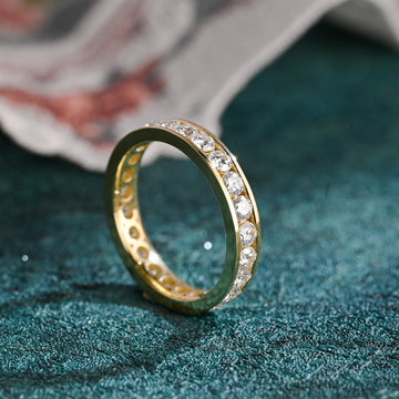 Solid Gold Moissanite Full Eternity Wedding Ring
