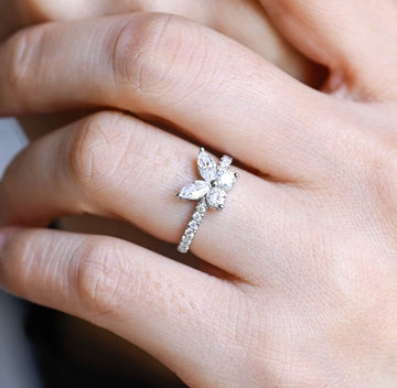 Unique Butterflies Ring Marquise Diamond Engagement Ring