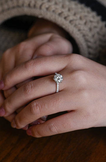 2.00ct Round Cut Halo Set Pave Diamond Engagement Ring