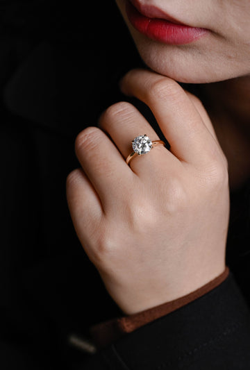 2.50ct Round Cut Diamond Hidden Halo Cathedral Engagement Ring