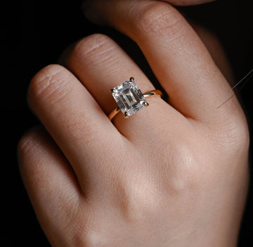 4 Ct Solitaire Emerald Cut Diamond Engagement Ring