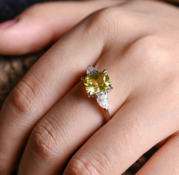 3ct Three Stone Yellow Sapphire Radiant Engagement Ring