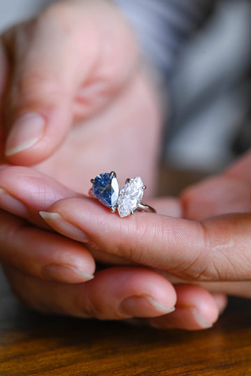 2.00ct Marquise and Pear Toi Et Moi Diamond Engagement Ring