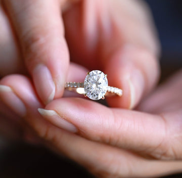 3ct Oval Cut Pave Hidden Halo Diamond Engagement Ring