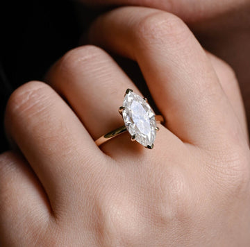16mm Marquise Hidden Halo Diamond Engagement Ring