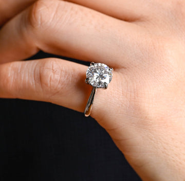 6.5mm Solitaire Round Hidden Halo Diamond Engagement Ring