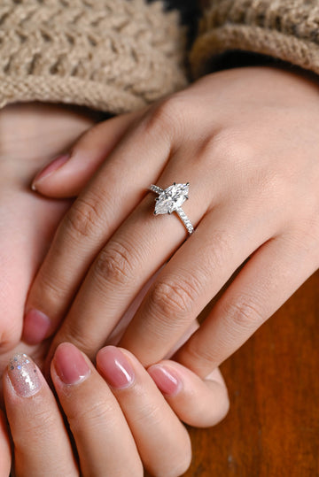 1.50ct Marquise Diamond Halo Engagement Ring